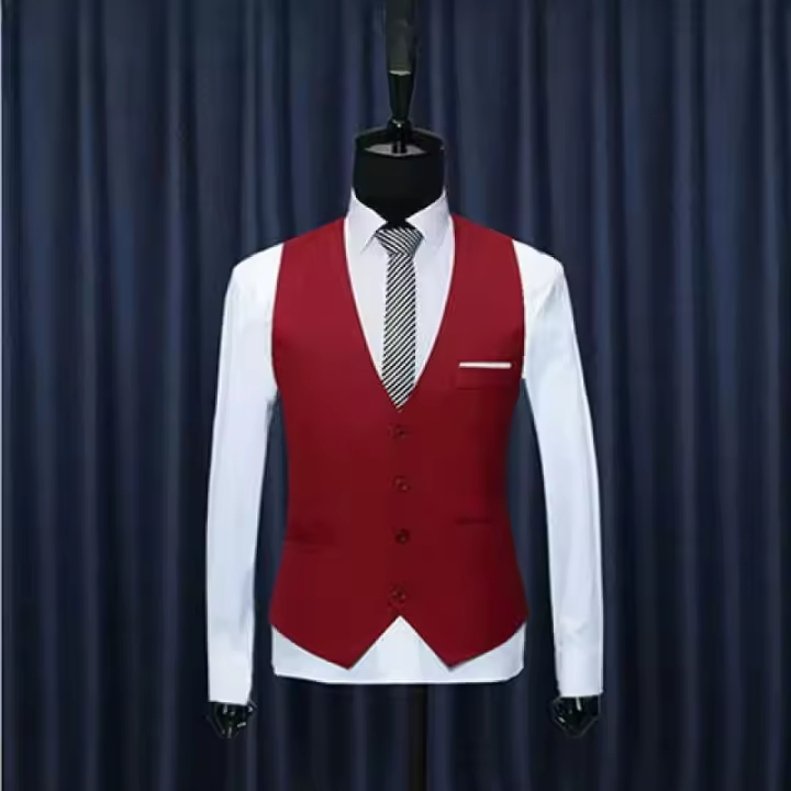 2025 Primavera y novedad de verano, moda británica, traje para hombre, chaleco ajustado, chaleco para hombre, traje de estilo coreano, Clip de caballo - 1