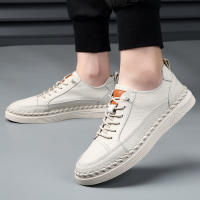Primera capa de cuero de vaca zapatos de los hombres zapatos de cuero 2025 de los hombres de cuero genuino hechos a mano zapatos casuales de un pedal de cuero suave suela suave zapatos Doudou. - details 35