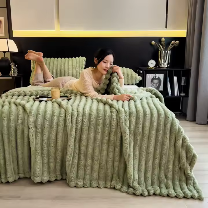 Bonenjoy-Manta de felpa de Color sólido, Sábana, toalla de sofá, manta de siesta, chal de viaje, regalo festivo, mantas de cama esponjosas (sin funda de almohada) - 1