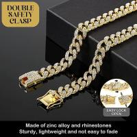 Collar de cadena para perro con diamantes de imitación, Collar de Metal de oro fuerte con eslabones cubanos, Collar de lujo con diamantes para cachorro y gato, accesorios de joyería para perro - details 2