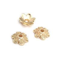 50 Uds. De cuentas redondas de latón de Color dorado de 18K, tapas de hojas de árbol y flores, suministros para hacer cuentas de joyería, accesorios Diy - details 74