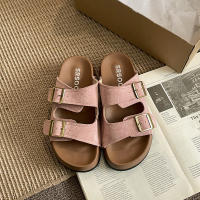 Verde retro plataforma de aumento de altura una sola palabra zapatillas para las mujeres verano exterior 2025 nuevo antideslizante suave suela bocken cool slippers. - details 2