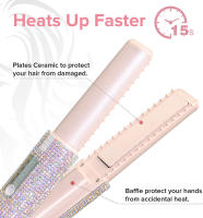 2-IN-1 Electric USB Hair Straightener Curler Fashion Colored Diamond Design Wireless Travel Hair Straightening Styler Brush - details 4