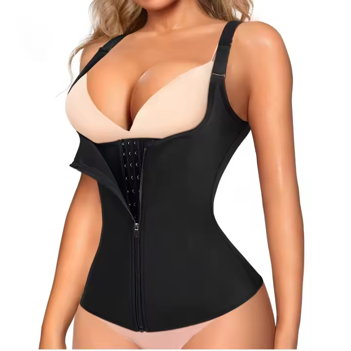 Faja reductora 2 en 1 para mujer, parte superior adelgazante con cremallera para control del abdomen, soporte lumbar para entrenamiento y entrenamiento - 1
