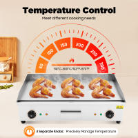 Plancha de encimera para barbacoa eléctrica comercial de 4400 W y 29 pulgadas, parrilla superior plana con pies de goma antideslizantes, potencia fuerte, múltiples rejillas de ventilación, caja de recolección de aceite - details 1