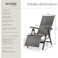 Respaldo Ajustable y Reposapiés, Silla Conjunto Jardín Exterior, Muebles Jardín Exterior Resistentes a Intemperie, Reposabrazos en Madera - marrón - details 10