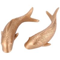 Adorno colgante de pared para decoración del hogar, estatuilla de pez dorado, carpa de resina, 2 piezas, personalidad, Fondo de restaurante - details 1