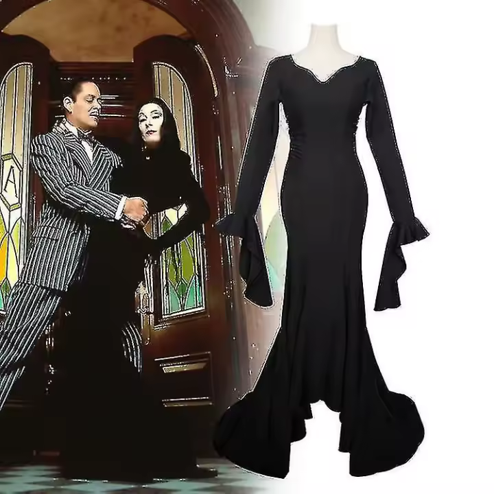 Conjunto de disfraz de la familia Addams para mujer, zapatos y ropa de jueves - 1