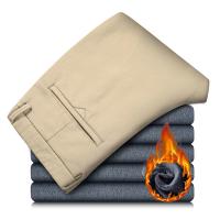 Pantalones informales de invierno para hombre, pantalones cálidos de felpa de estilo clásico para negocios, pantalones de piel gruesa Regular, pantalones formales rectos elásticos de lana para hombre - details 8