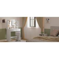 Maquillaje con Espejo y 10 Bombillas LED Luz Regulable, Mesa de Tocador con 2 Cajones Grandes y 4 Estantes, 90x40x135cm, Mesa de Maquillaje Moderno para Dormitorio, Blanco, MB6096ws - details 9