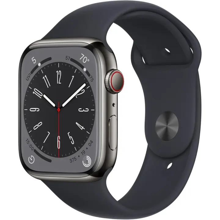 Apple Watch Series 8 (GPS + Cellular 41 mm) - Acero inoxidable grafito con correa Midnight Sport, M/L (renovado) - 1