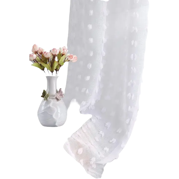 Cortina De Ventana Boho Transparente Con Borlas Y Bordado 84 Pulgadas Grommet Top Textura Suave Para Decoración Moderna - 1