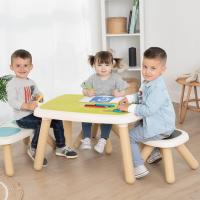 Mesa Infantil Niño de Plástico, Tablero Verde y Patas Beige, para Interior y Exterior - details 1
