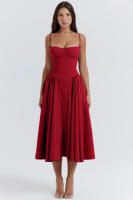 Vestido de mujer sin mangas y hombros, diseño elegante, vestido de corte - details 33