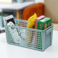 Cesta de almacenamiento de escritorio de plástico, cestas de almacenamiento de aperitivos gruesas verdes/blancas, cajas de almacenamiento de artículos diversos rectangulares grandes para dormitorio - details 4