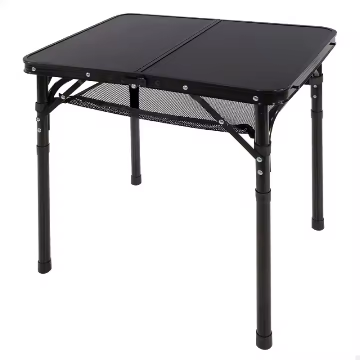 Mesa Baja Exterior Ajustable en Altura 60x45x27/56 cm Color Negro Antideslizante Asas de Transporte - 1