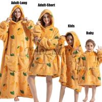 Sudaderas con capucha de gran tamaño para niños y mujeres, sudaderas con capucha de Panda, oso, aguacate, León, dibujos animados, Halloween, familia, mantas largas de TV, invierno, nuevo - details 0