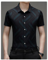 Camisa de manga corta elástica estampada para hombre, ropa informal de playa de verano para hombres de mediana edad - details 0