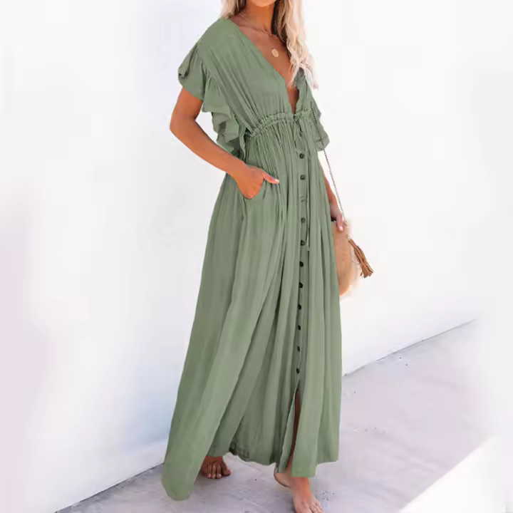 Nuevas blusas de color sólido, faldas largas, camisas de sol, vacaciones en la playa hawaiana - 1