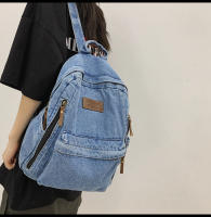 Nueva moda simple tendencia mochila de gran capacidad bolsa de mezclilla duradera universidad escuela secundaria junior escuela secundaria bolsa de estudiante - details 22