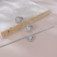 Pendientes de acero inoxidable de alta calidad con incrustaciones de circonita, collar de amor para mujer - details 3