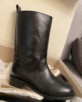 Botas vaqueras occidentales de piel para mujer, botines cortos, botas Martin versátiles - details 5