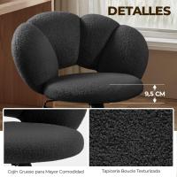 Silla de Escritorio Ergonómica Diseño Nube en Tejido Bouclé Altura Ajustable Ruedas Giratorias - details 25