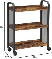 Cowjag Carrito de Cocina Estrecho, Carrito Auxiliar con Ruedas, Ahorro de Espacio, Estantería de Cocina con Estructura de Hierro, Color Marrón Rústico, 66 x 26 x 85 cm - details 5