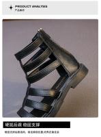 Sandalias de gladiador para niñas, zapatos de princesa con banda estrecha, botas romanas, color blanco y negro, verano 2022 - details 7