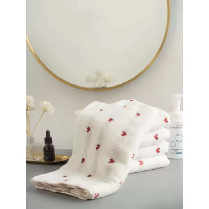 Set de Toallas de Baño de Algodón Premium SHEIN Diseño de Corazón Absorbente - 1