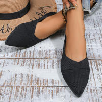 Zapatos planos de tacón plano para mujer, calzado plano plegable, cómodo y poco profundo, Color negro y liso - details 12