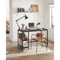 Escritorio con 2 Estantes a la Izquierda o a la Derecha, Mesa de Trabajo, para Salón Oficina, Estructura de Acero, Industrial, Negro Ébano LWD047B16 - details 3