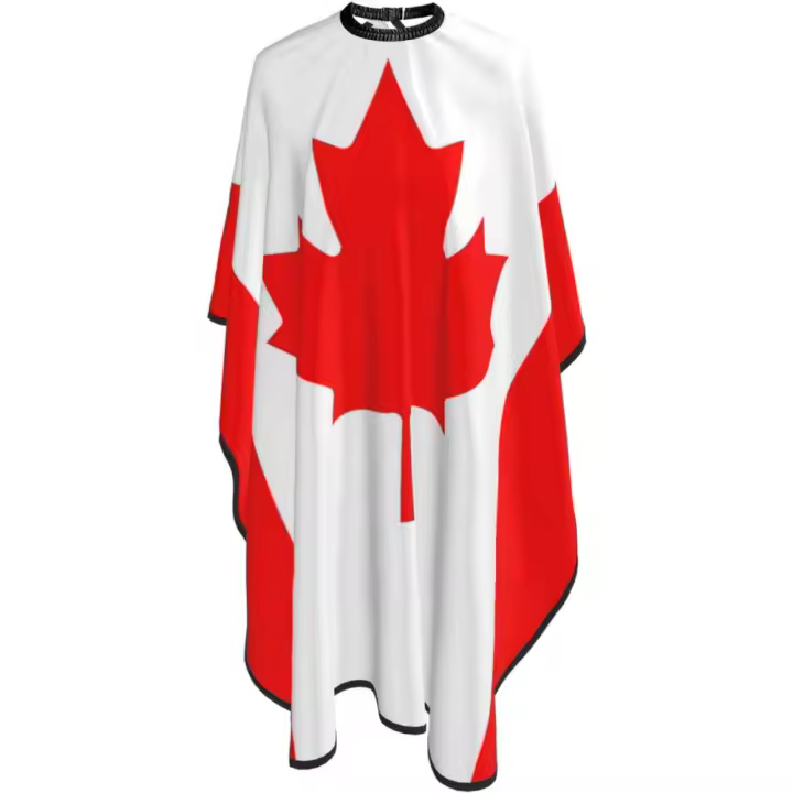 Bandera canadiense (2) Capa de peluquero de salón - Capa de corte de pelo impermeable de peluquería profesional con cierre a presión ajustable - Delantal de corte de pelo para estilista y uso doméstico - 55''X66'' - 1