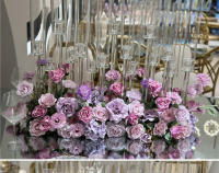 Camino de mesa de rosa púrpura de lujo, telón de fondo de boda, marco de arco de cuerno, arreglo de decoración, soporte de flores para escenario Floral, centro de mesa Ba - details 14