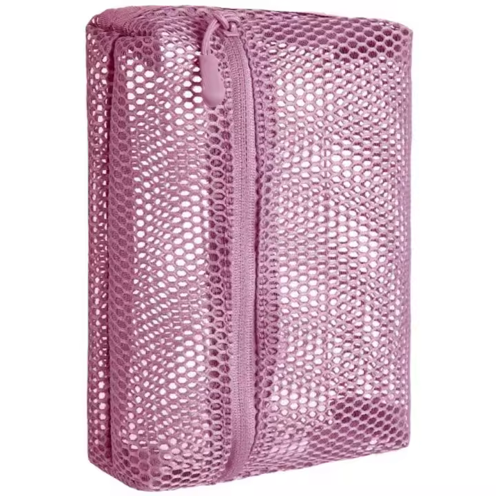 Bolsa de maquillaje de malla con cremallera informal, bolsa de lápiz labial, bolsa de lavado, bolsa de cosméticos de malla, bolsa de aseo de almacenamiento ligera de secado rápido, viaje - 1
