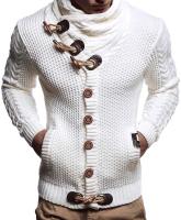 Suéter de punto tipo cárdigan de un solo pecho con cuello alto para hombre, para otoño e invierno - details 5