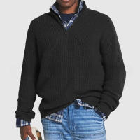 Suéter de cuello alto con cremallera para hombre, suéter suelto informal de negocios, otoño e invierno, nuevo - details 0