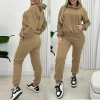 Conjunto deportivo informal de dos piezas para mujer, Sudadera con capucha y pantalones de cintura elástica - details 3