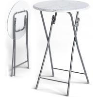 Plegables 110x60cm Mesitas Bistro Tablero Redondo MDF Aspecto Madera Eventos Jardín - details 0