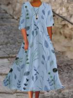 Vestido largo holgado, cómodo y versátil con estampado de línea A para mujer, novedad de verano - details 2