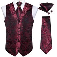 Traje de seda de cachemira azul real de lujo, conjunto de chaleco y corbata con anillo de dragón de metal, pañuelo, gemelos, chaleco de esmoquin para graduación y boda - details 9