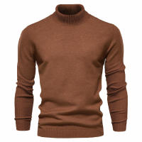 Jersey casual de cuello alto para hombre, suéter de punto, color sólido - details 14