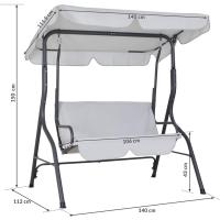 Columpio de Jardín Hollywood Exterior 2 Plazas Parasol Banco Columpio 140x112x150cm Carga 200Kg - details 5