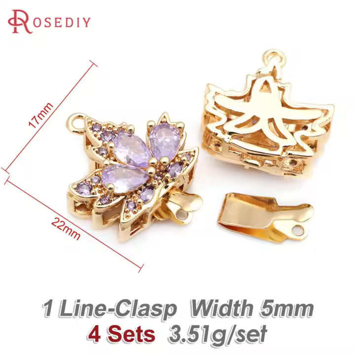 4 juegos de collares de hojas de árbol de latón y circonita de Color dorado de 18K, cierres de conexión, suministros de joyería Diy, accesorios - 1