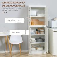 Aparador Alacena de Cocina Aparador de Comedor Moderno con 4 Puertas y 5 Estantes Ajustables Antivuelco para Oficina Salón 60x36x168 cm Blanco - details 3
