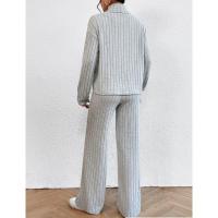 Conjuntos de dos piezas a la moda para mujer, tops y pantalones informales con cuello alto para mujer - details 3