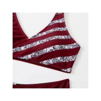 Traje de baño para mujer, bikini sexy, bikini brasileño de malla a rayas, conjunto de bikini para mujer, bañador de banda con escote en u - details 2