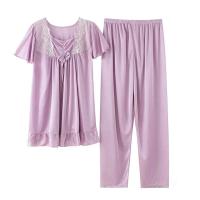 Conjunto de pijama de satén grande 5XL, pijamas cortos, decoración del hogar de mediana edad, pijamas de mujer baratos - details 12