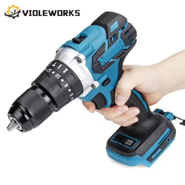 Destornillador eléctrico 3 en 1, martillo sin escobillas de 13mm, 20 + 3 Torque, taladro de impacto inalámbrico para batería Makita de 18V - 1