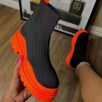 Zapatos De calcetines De suela gruesa para Mujer, Botas cortas informales De punto rojo De Red, talla grande, otoño e invierno, 2023 - details 16